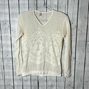 Raina knit cream lightweight long sleeve top